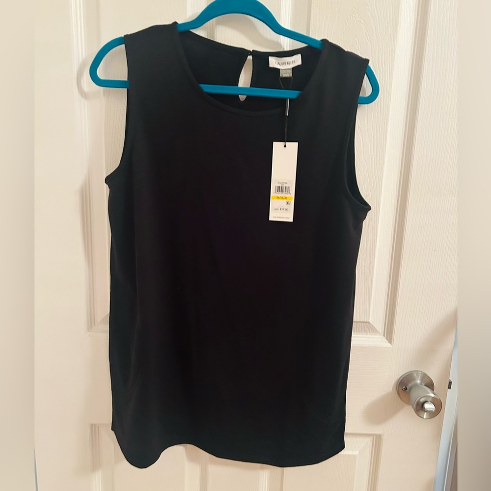 Black sleeveless Calvin Klein shirt